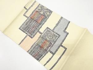 アンティーク　手織り紬　抽象模様織り出し名古屋帯